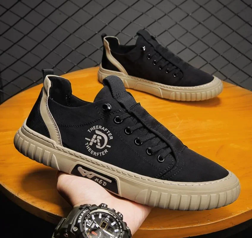 Туфли мужские из вискозы дышащие холщовые кроссовки без шнуровки повседневная