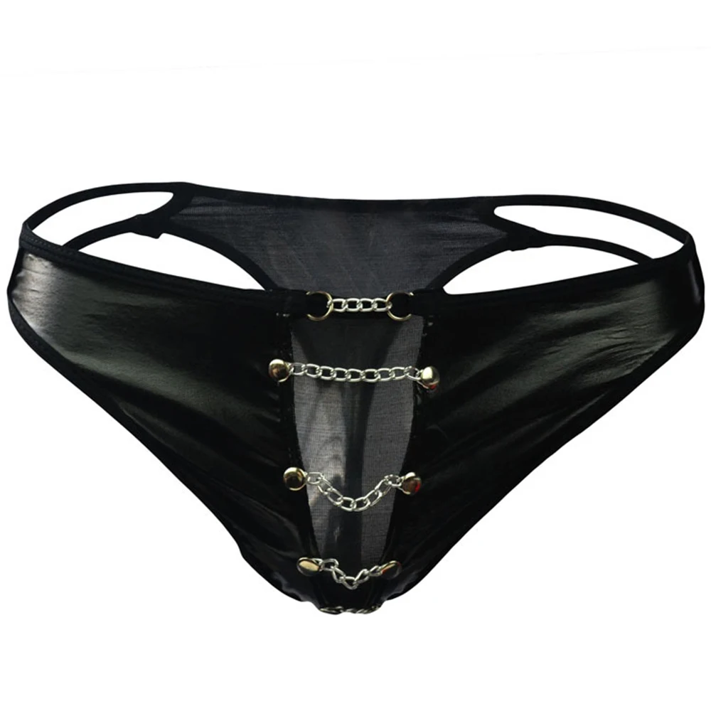 

Модные мужские сексуальные дышащие трусы-брифы на цепочке из искусственной кожи экзотические трусики женское нижнее белье трусы для клуба