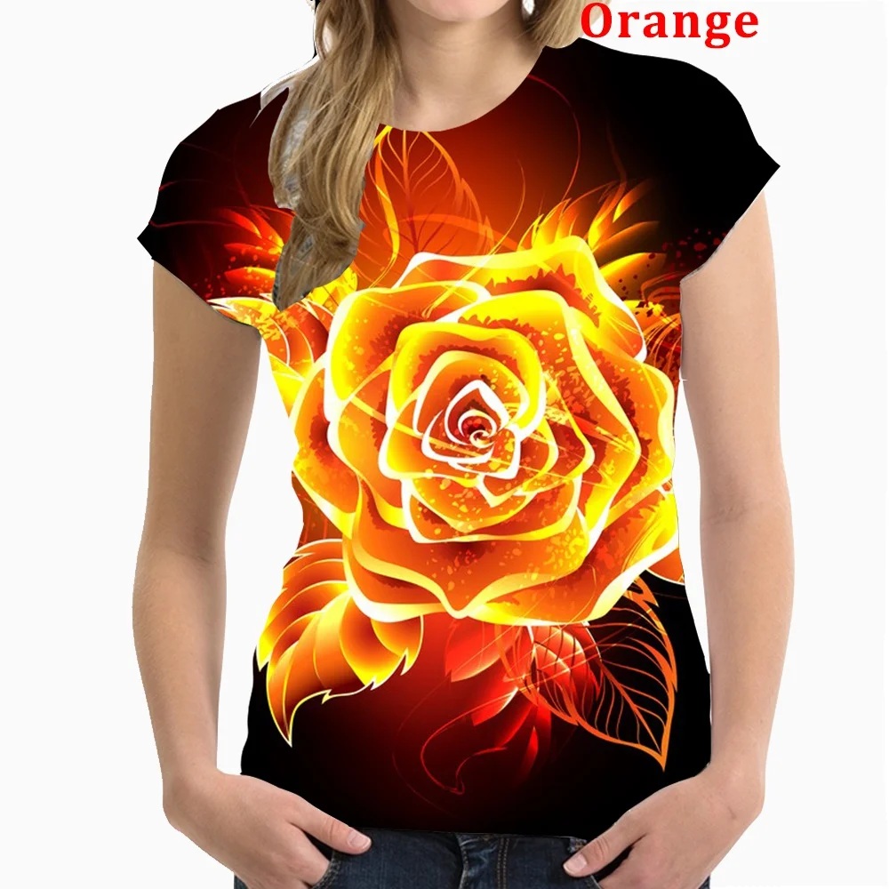 

Women's Fashion Floral Print Short Sleeve Blouse Tops T-shirts