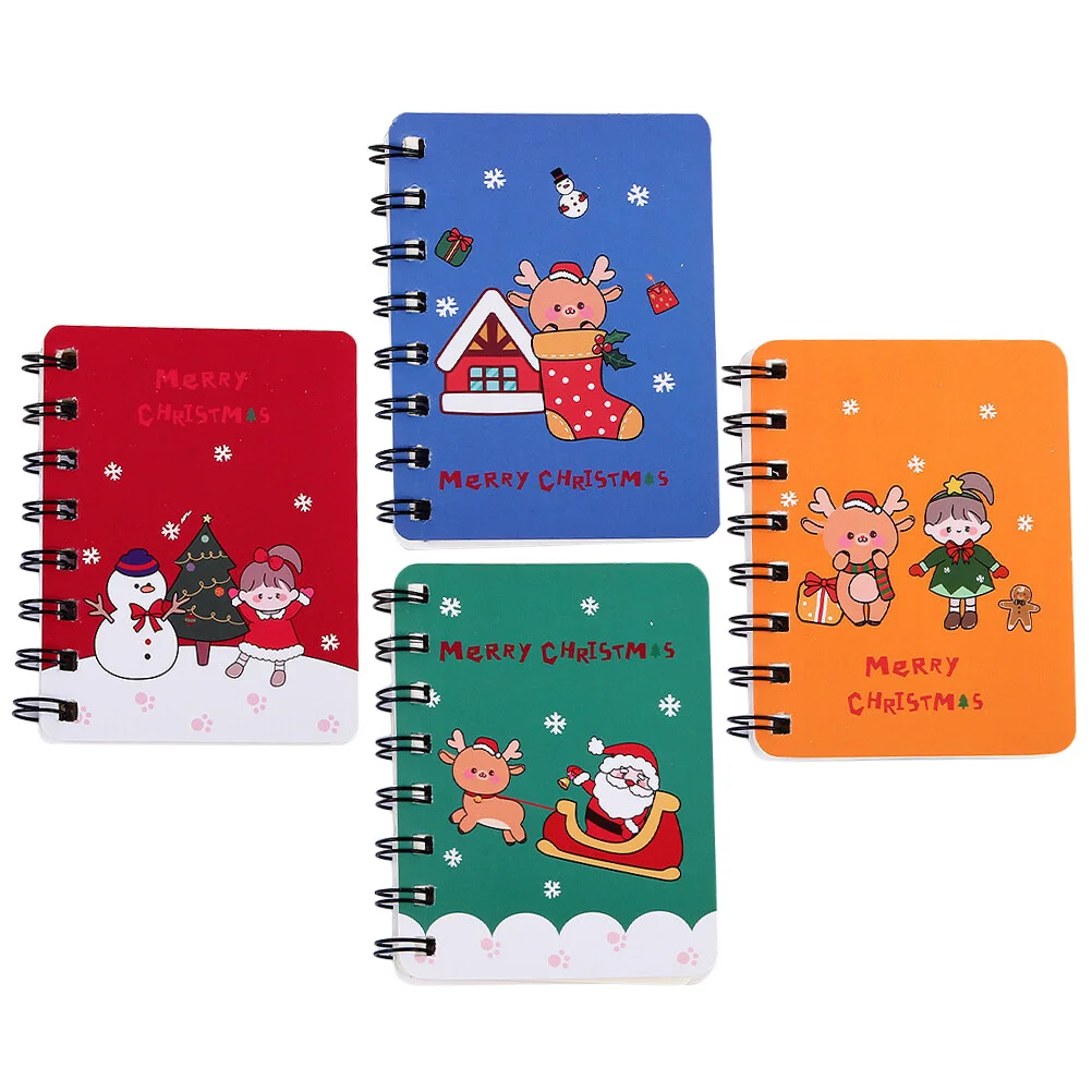 

4 Pcs Mini Notebook Small Notebooks Christmas Coil Notepad Portable Notepads Spiral Memo Daily Use Office
