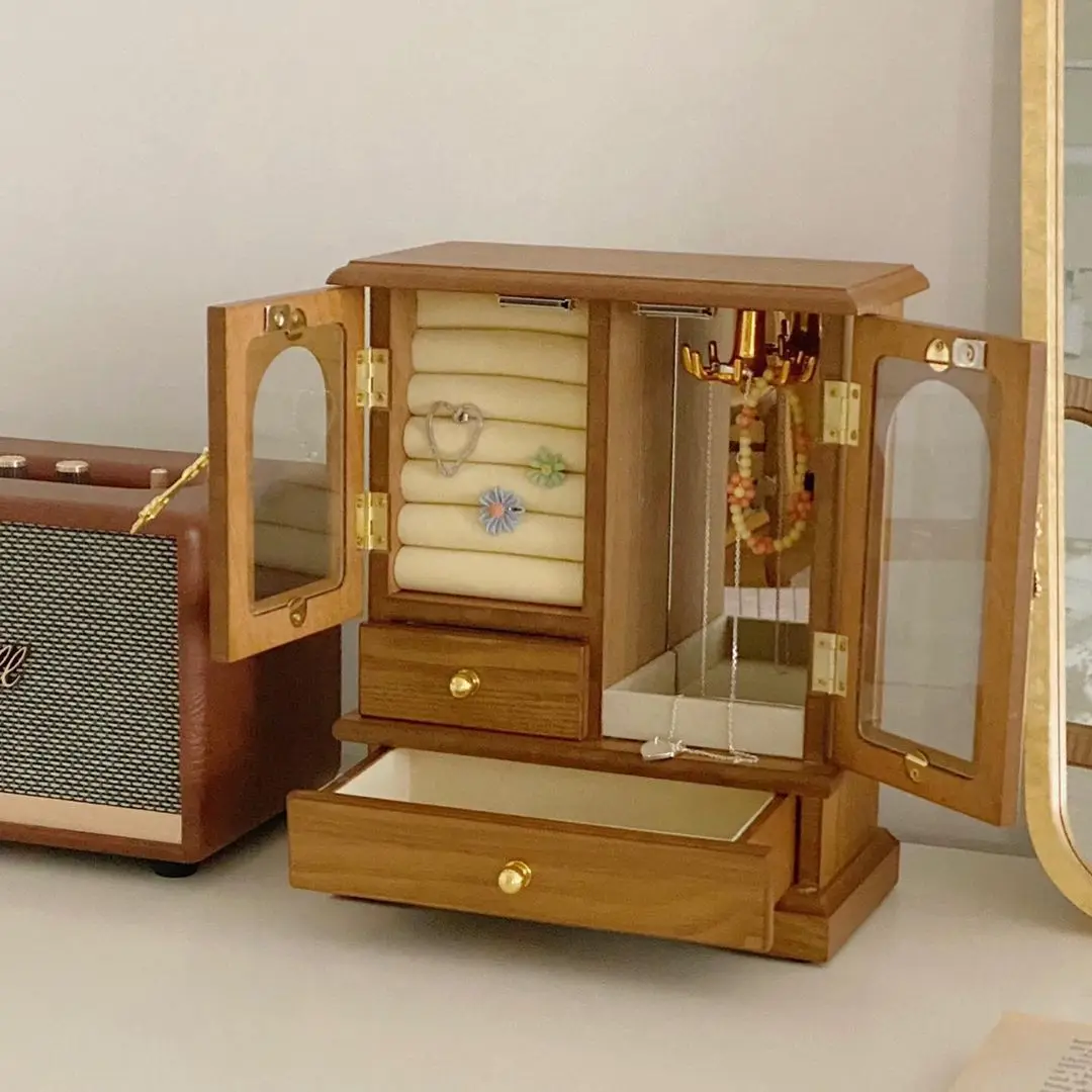 Storage Box Home Organizadores Wooden Storage Box With Drawer Ins Vintage Jewelry Organizer For Bedroom Kitchen 정리용품