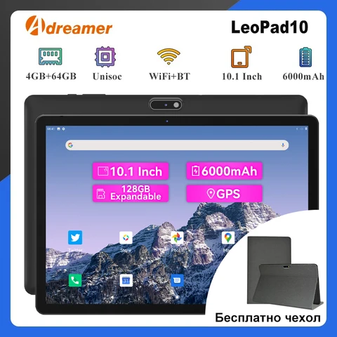 Планшет ADREAMER LeoPad10, 10.1, 4/64ГБ, Wi-Fi, Android