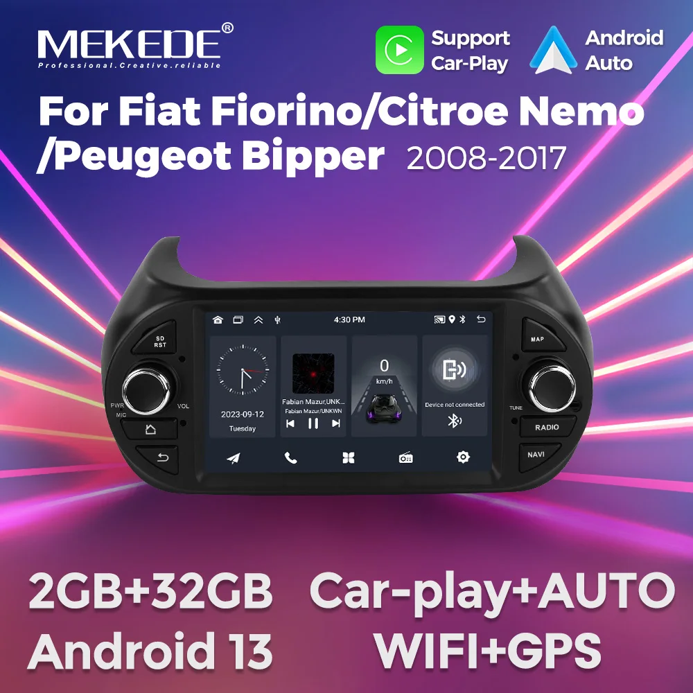 MEKEDE 1DIN 7-дюймовый Автомобильный Мультимедийный Плеер Android 13 Wi-Fi GPS Carplay Для Fiat Fiorino