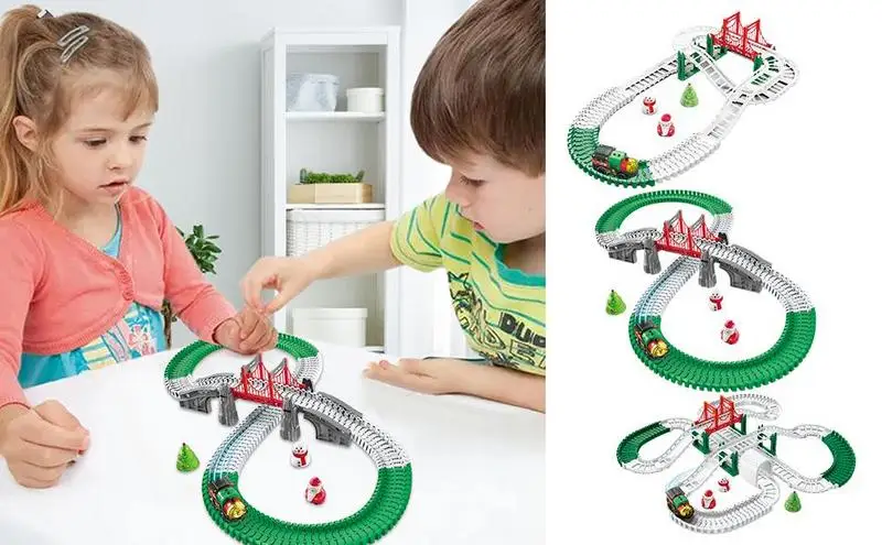 

Рождественский набор поездов, праздничный подарок, Рождественская игрушка, обучающий Собранный Электрический поезд на батарейках «сделай сам», Рождественский поезд