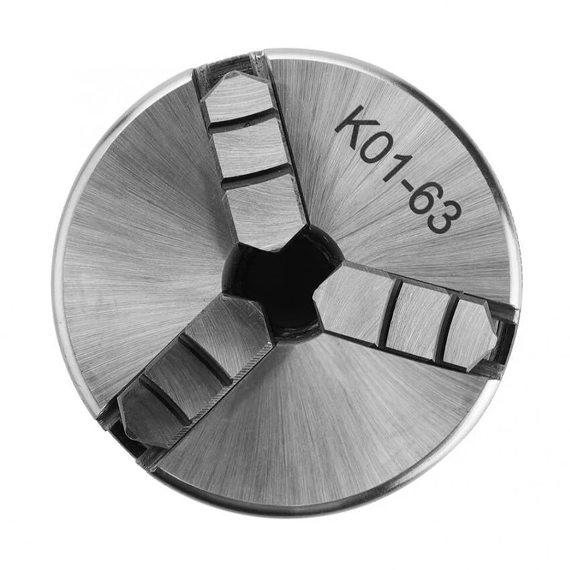 Фото Мини-токарный патрон K01-63, трехкулачковый, ручной, самоцентрирующийся, с резьбовым креплением для прецизионных станков с ЧПУ №2