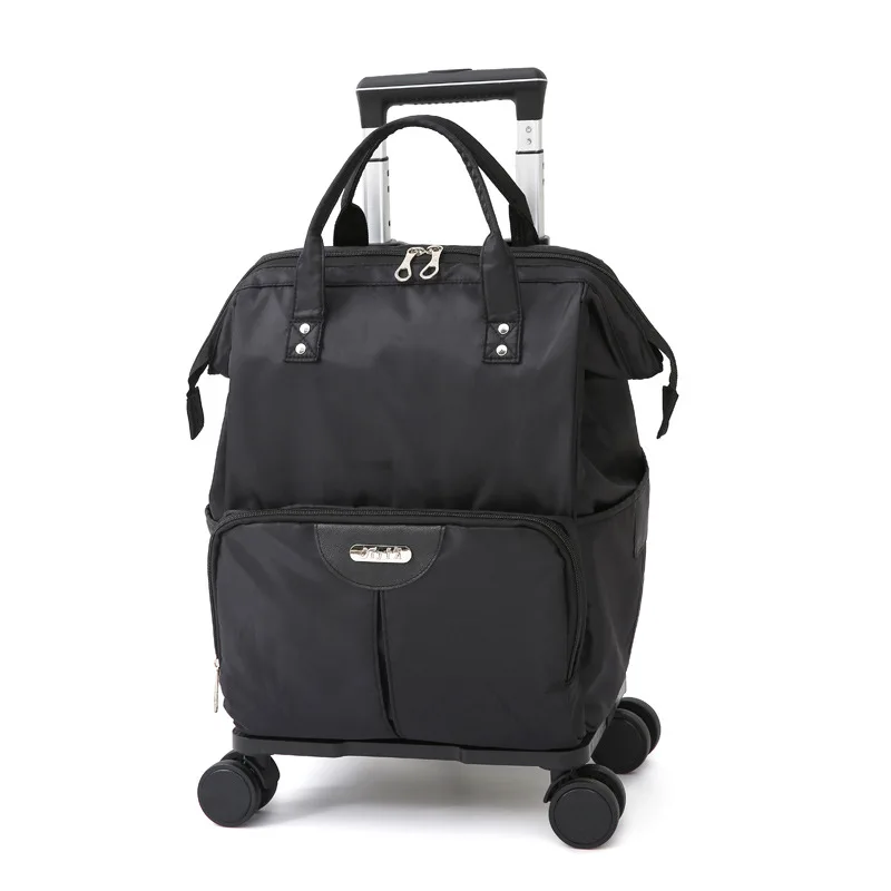 Women Travel Backpack with Wheels Oxford Rolling Luggage Suitcase Bag Multifunction Wheeled Backpack for Travel Trolley Bags