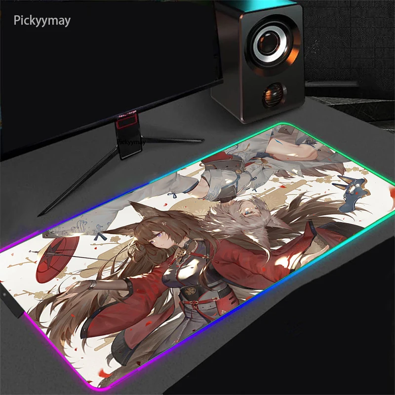 

Azur Lane Gaming RGB Mousepad Anime Kawaii Mouse Pad With Backlight Gamer Computer Desk Play Mats Notbook Rubber Carpet LED