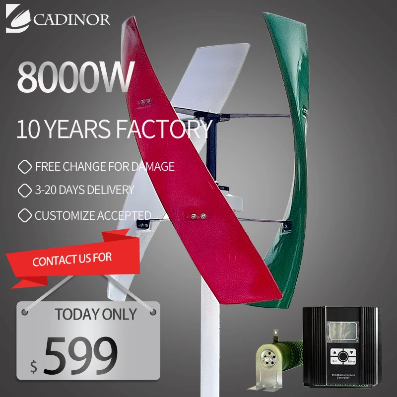 

Fast Delivery In Poland Vertical Wind Turbine Generator 12V 24V 48v Low RPM Free Power With MPPT Hybrid Controller