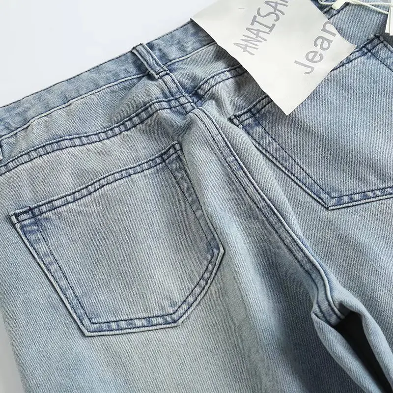 Jenny&Dave Fashion Vintage HIgh Waist Straight Mom Jeans England Style High Street Washed Light Blue Loose Jeans Women