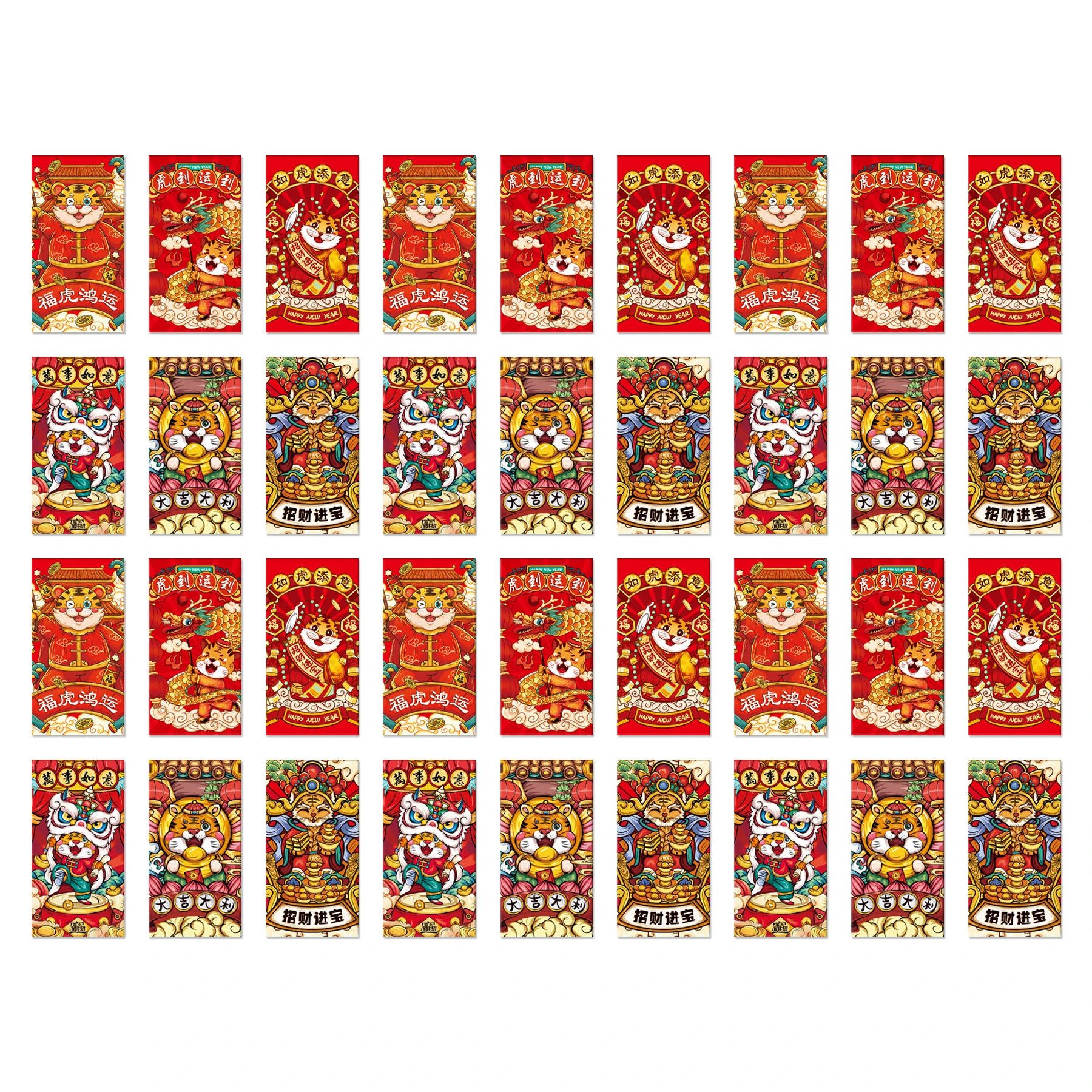 

Красные конверты для китайского Нового года 2022, с изображением знаков зодиака, тигра, Гонконг Бао, Мультяшные пакеты для денег на удачу для в...