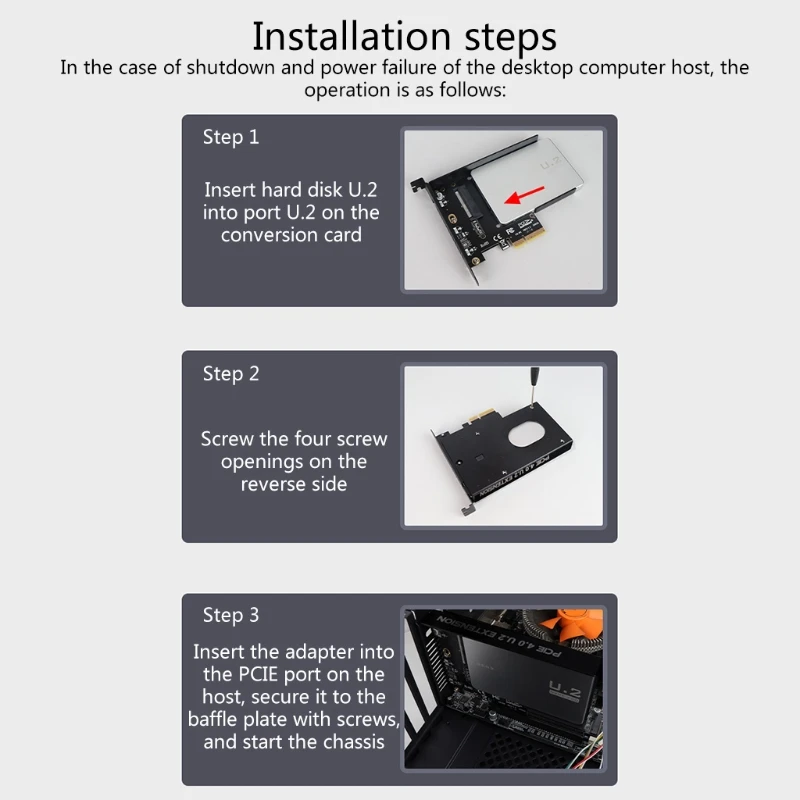 

U.2 to PCI-e Adapter, PCIe 4.0 x4 to 2.5" U.2 (SFF-8639) SSD or SATA3 (6G) to 2.5 SSD Expansion Card Self-powered