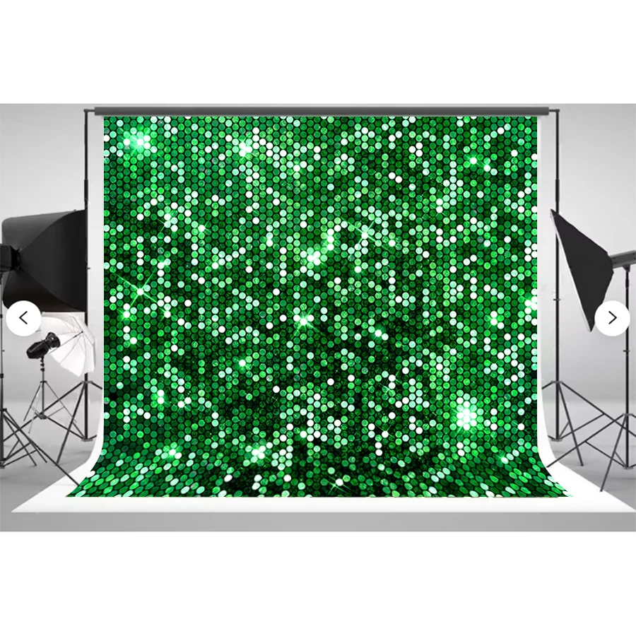 Green Gold Sparkle Glitter Sequins Photography Background Photo Backdrop Birthday Party Banner for Women Men Vinyl 10x8 10x10