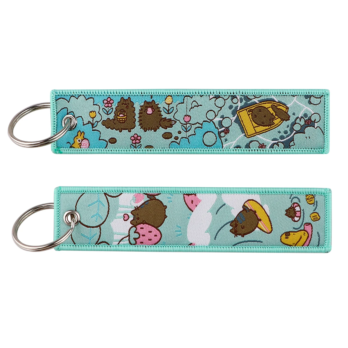 

Cartoon Cute Cat Embroidered Keys Tag Jet Tag Keychains for Motorcycles Cars Backpack Fashion Key Ring Gifts Accessories