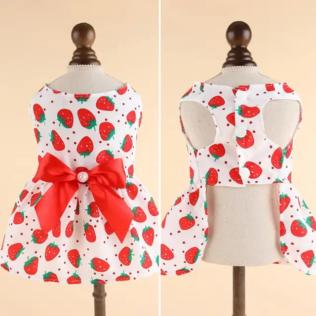 Pet Dress Pet Skirt Two-legged Sweat-absorbent Breathable Colorfast Button Closure Dress Up Floral Printing Princess Style 3