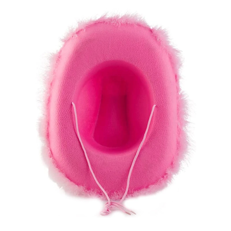 Шляпа Ковбойская с широкими полями розовая ковбойская пушистыми и перьями