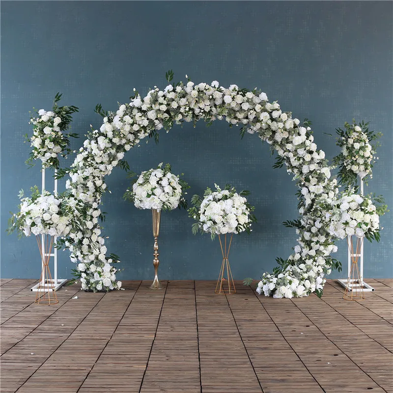 Customized Artificial White Rose Hydrangea Flowers for Wedding Arch Decoration Christmas New Year Party Main Table Decor