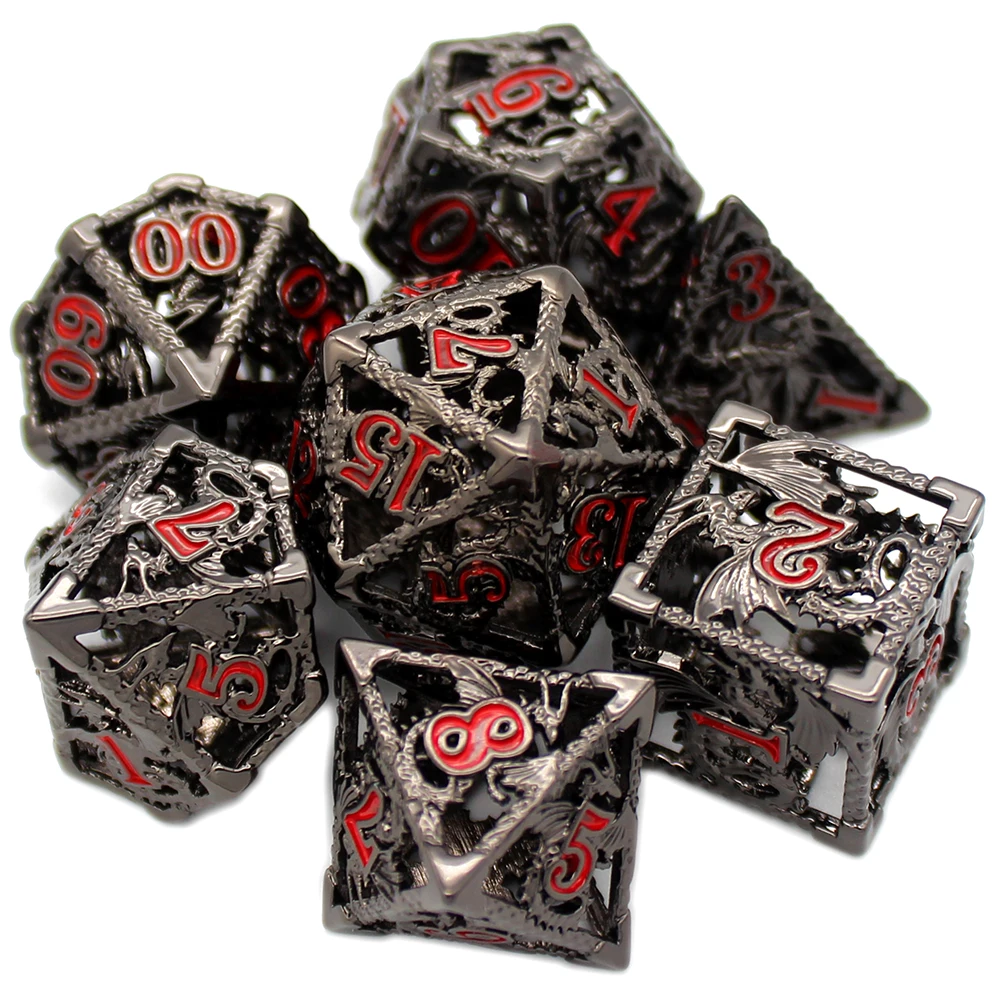 2022 Новый полый металлический кубик Летающий Дракон D&D 7 шт. набор полиэдров для ролевой игры Путьфайндер.