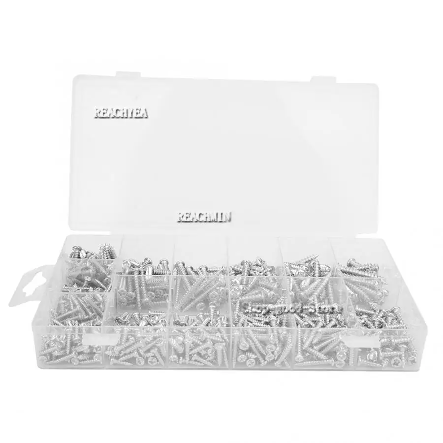

550pcs M3 M3.5 M4 M5 Carbon Steel Wood Self Tapping Screws Set Furniture Fittings Hardware Pan Head Cross Screws Assortment Kit
