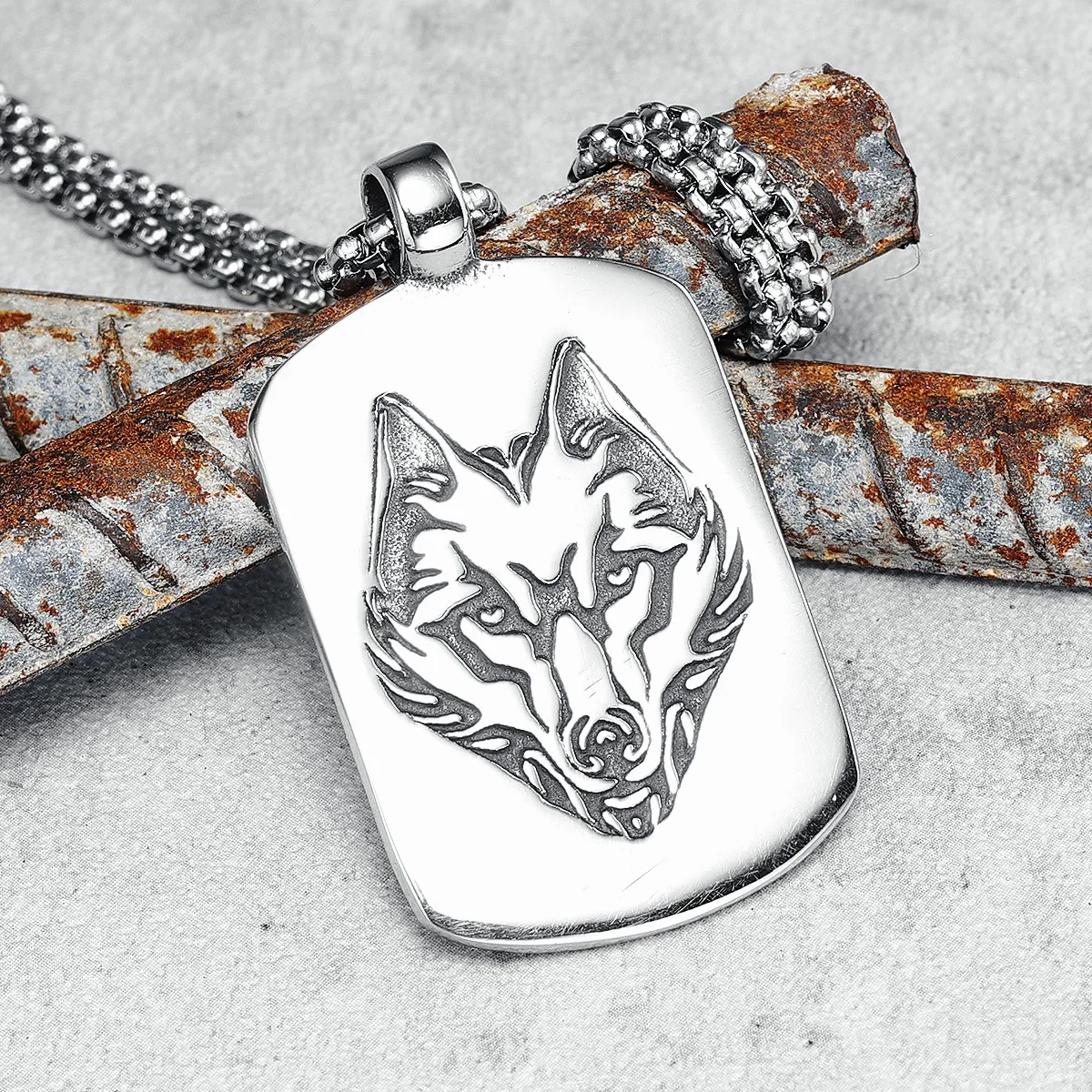 

Totem Wolf Pendants Runes Men Necklaces 316L Stainless Steel Geometry Chain Rock Punk for Friend Male Jewelry Gift Dropshipping