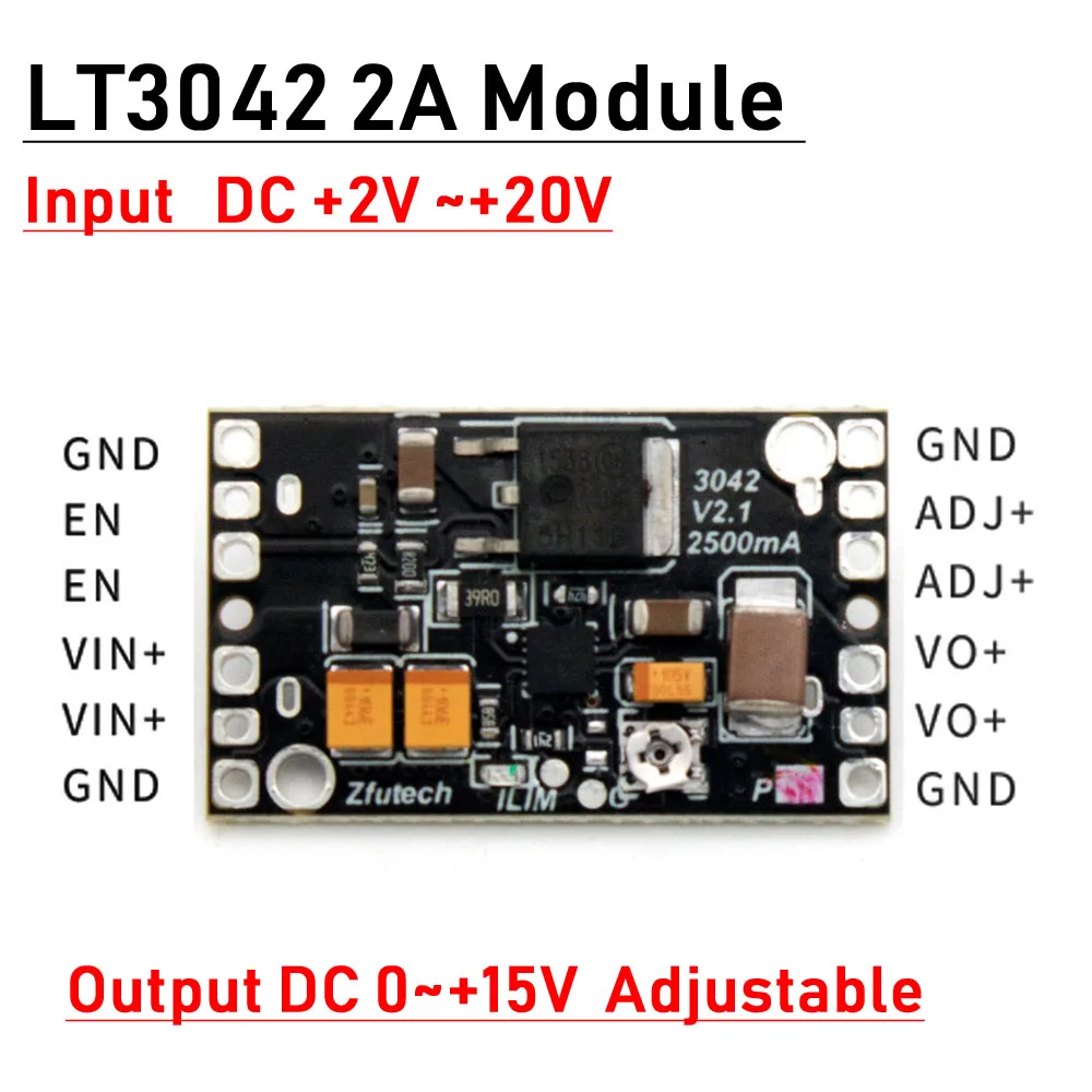 

LT3042 2A RF линейный Регулируемый Модуль питания Напряжения DC step-dow 3,3 V 5V 6V 9V 12V 15V для декодирования звука ADC DAC усилитель