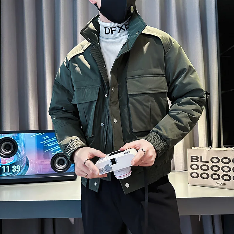 Autumn Winter Stand Collar Jackets Men Thicken Warm Puffer Parkas Casual Business Coats Hiphop Overcoat Streetwear Men Clothing