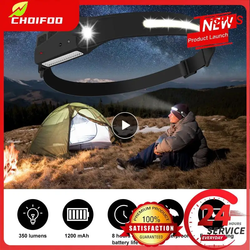 

1~5PCS NineLeaf Waterproof COB LED Head Lamp Motion Sensor Headlamp Portable Flashlight Comfortable USB Rechargeable Head