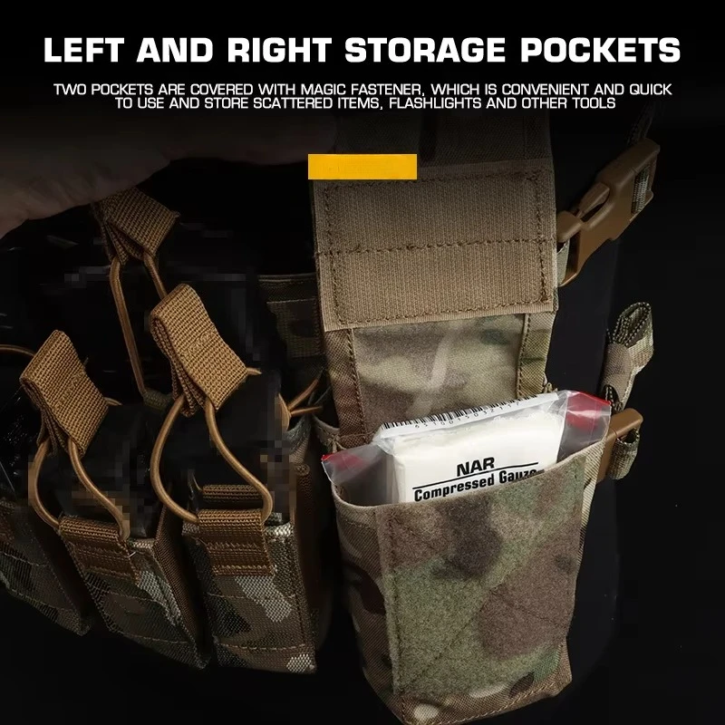 Тактический нагрудный жилет D3CRX MOLLE для охоты, многофункциональный модульный плитоносец с четырьмя подсумками для магазинов 9 мм и 5,56 мм (art.: 3920d4ecc417e) - 3920d4ecc417e
