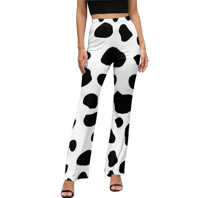 Cow Print Pants Female Elastic High 