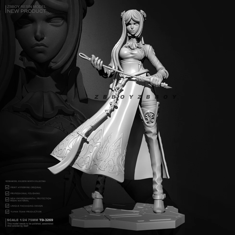 

1/24 White Skirt Goddess Toy Resin Figure Soldier TD-3269