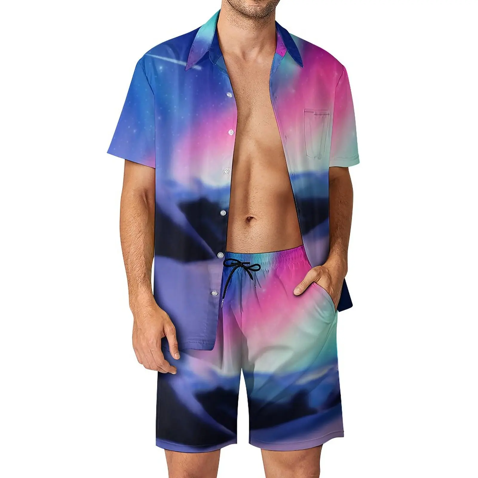 Мужские комплекты с горным принтом уличная одежда Aurora Borealis повседневный