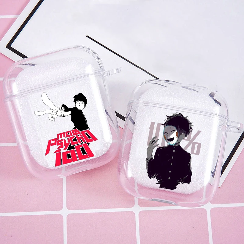 

Hot anime Mob psycho 100 Soft silicone TPU Case For AirPods Pro2 1 2 3 Clear Silicone Wireless Bluetooth Earphone Box Cover