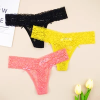 womens solid color panty t pants sexy lace cutout bow womens thong