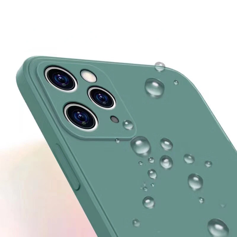 

Straight Edge Silicone Soft Camellia Red Case For iphone 12 11 13 Pro XS MAX X XR 7 8 Plus Orange Dark Green White Cover
