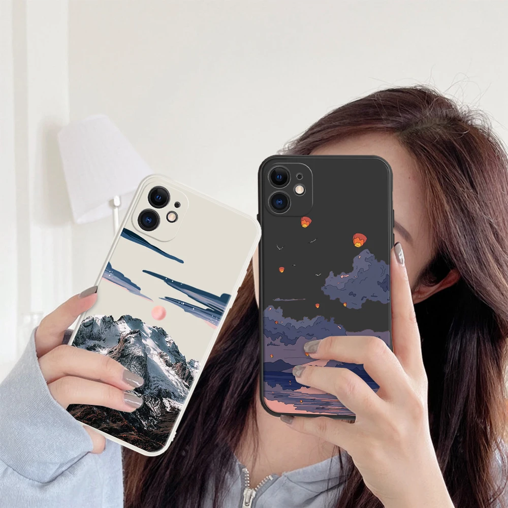 Чехол Snow Mountain для телефона Samsung S22 S21 S20 Ultra Plus FE A53 A73 A52S 5G A33 A72 A50 A32 23 A51 A71 мягкий