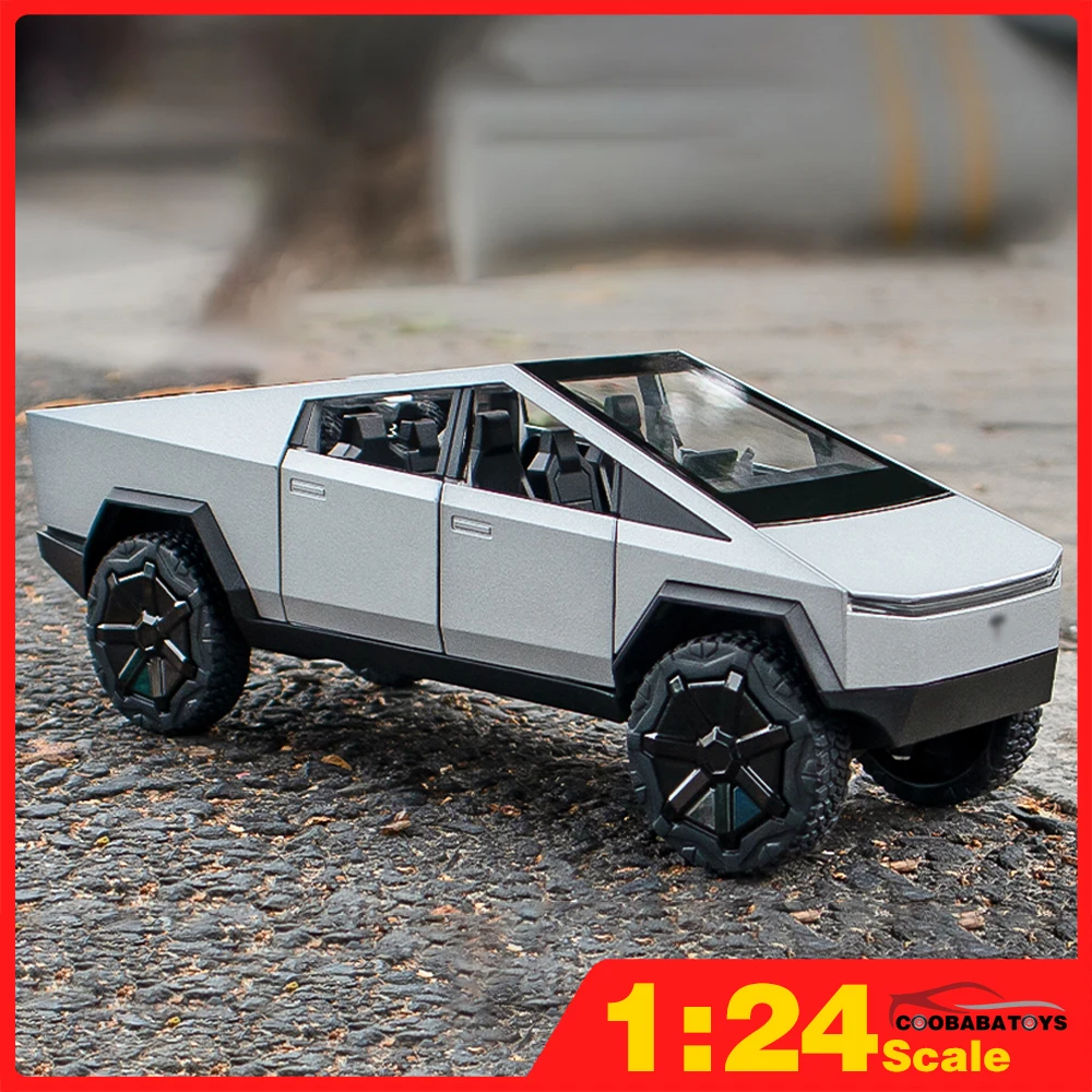 

Hot Scale 1/24 Tesla Cybertruck Pickup Metal Diecast Alloy Toys Cars Models Trucks For Boys Children Kids Vehicles Hobby