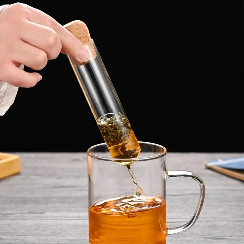 

Glass Tea Infuser Transparent Tea Strainer With Cork Durable Heatproof Loose Tea Leaves Fruits Brewing Test Tube Kitchen Tools