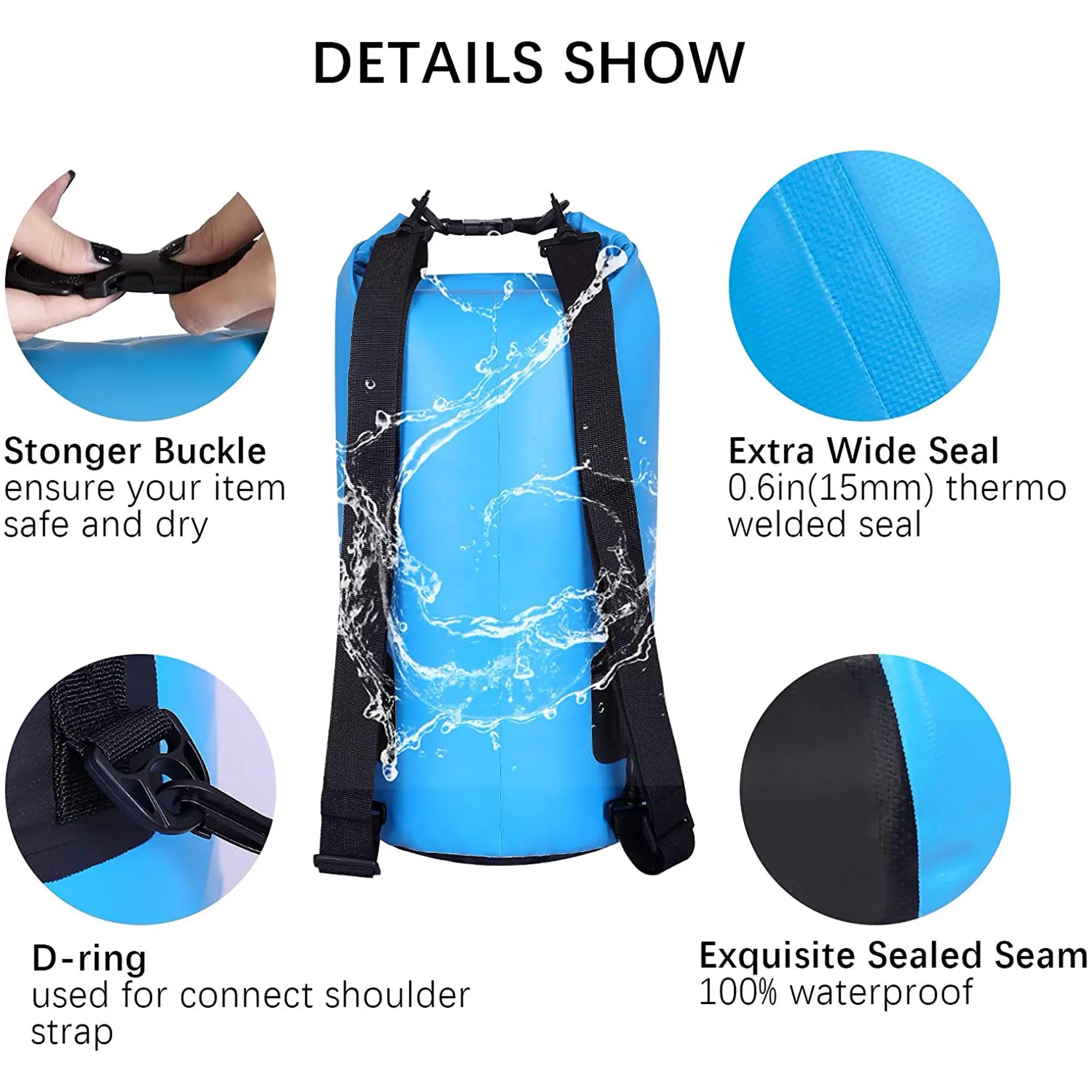 ZHIXING 5L Waterproof Dry Bag PVC Waterproof Backpack for Outdoor Sports Blue Water Sport Dry Bag Sports Storage Bag Lightweight