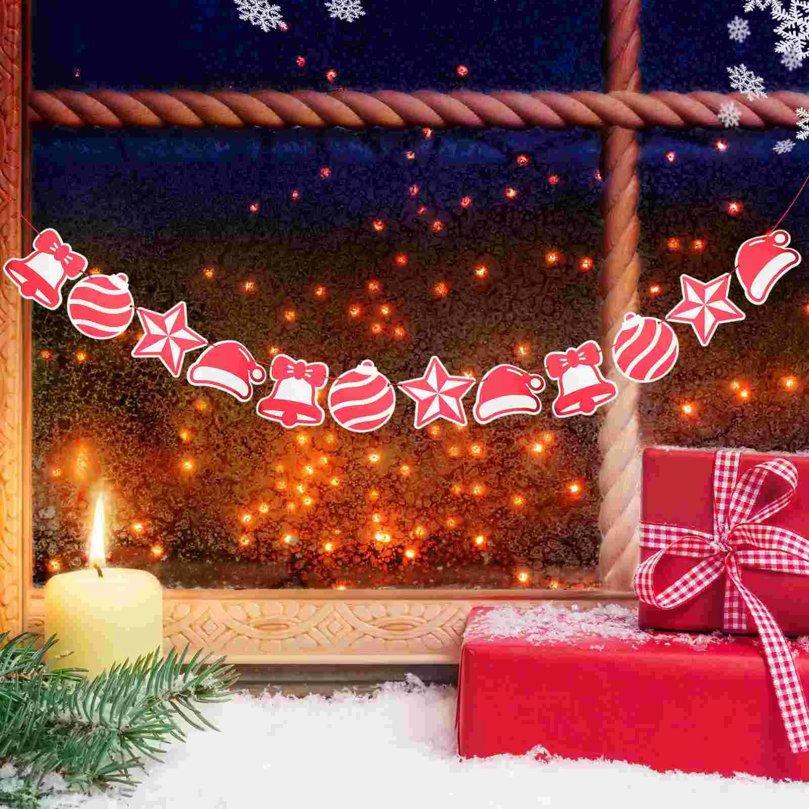 

Banner Christmas Hangingmantle Garland Winter Holiday Bunting Banners Decorthemed Flag Wonderland Party Pendant Paper Bar Props