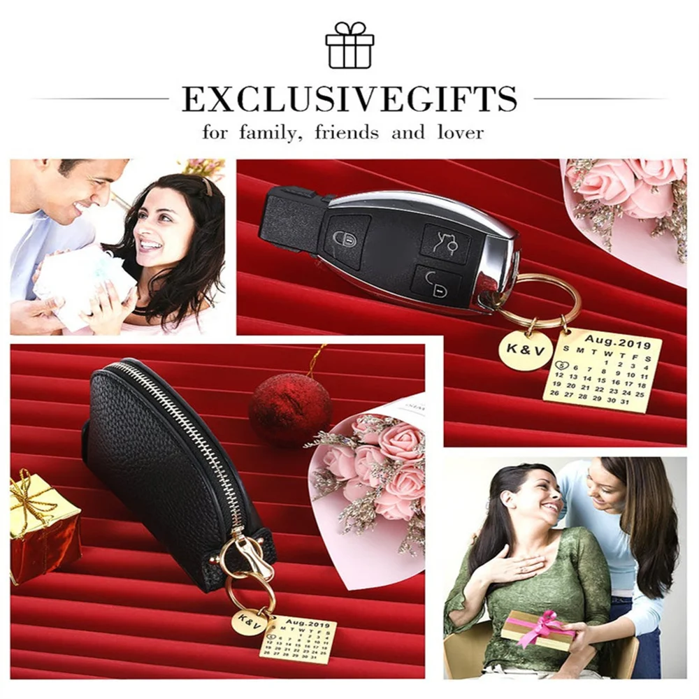 Custom Anniversary Gift Keychain Calendar Stainless Steel Keychain Husband Boyfriend Gift Birthday Gift Wedding Valentine's Day