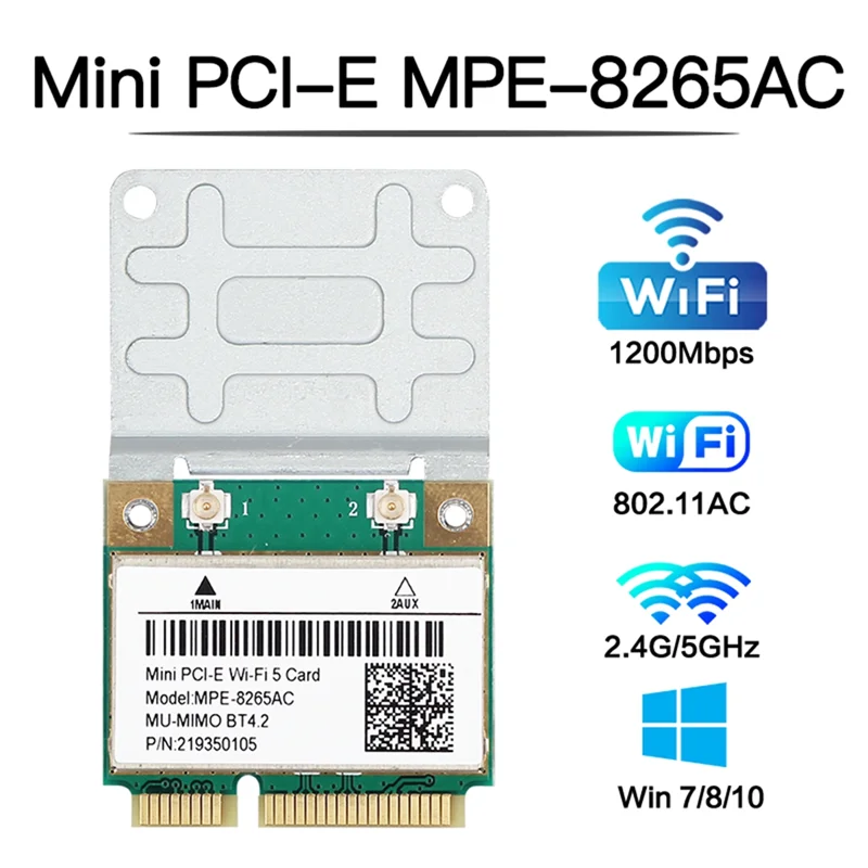 MPE-8265AC Беспроводная половинная мини PCI-E Wi-Fi карта Wifi 5 Двухдиапазонная 802.11AC 2 4 ГГц