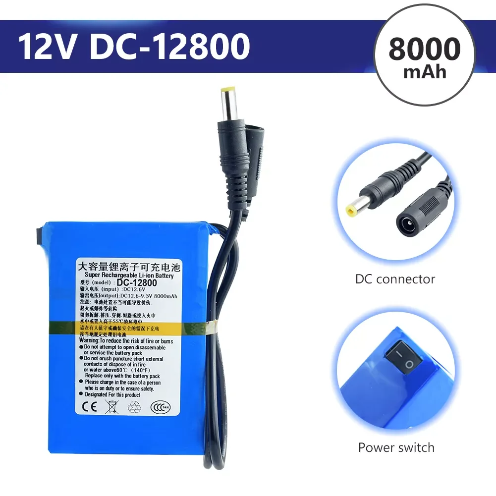 

2023New New High Quality Super Rechargeable Portable Power Lithium Li-ion Battery Pack DC 12V 4800-20000mAh DC12680 12800 12980