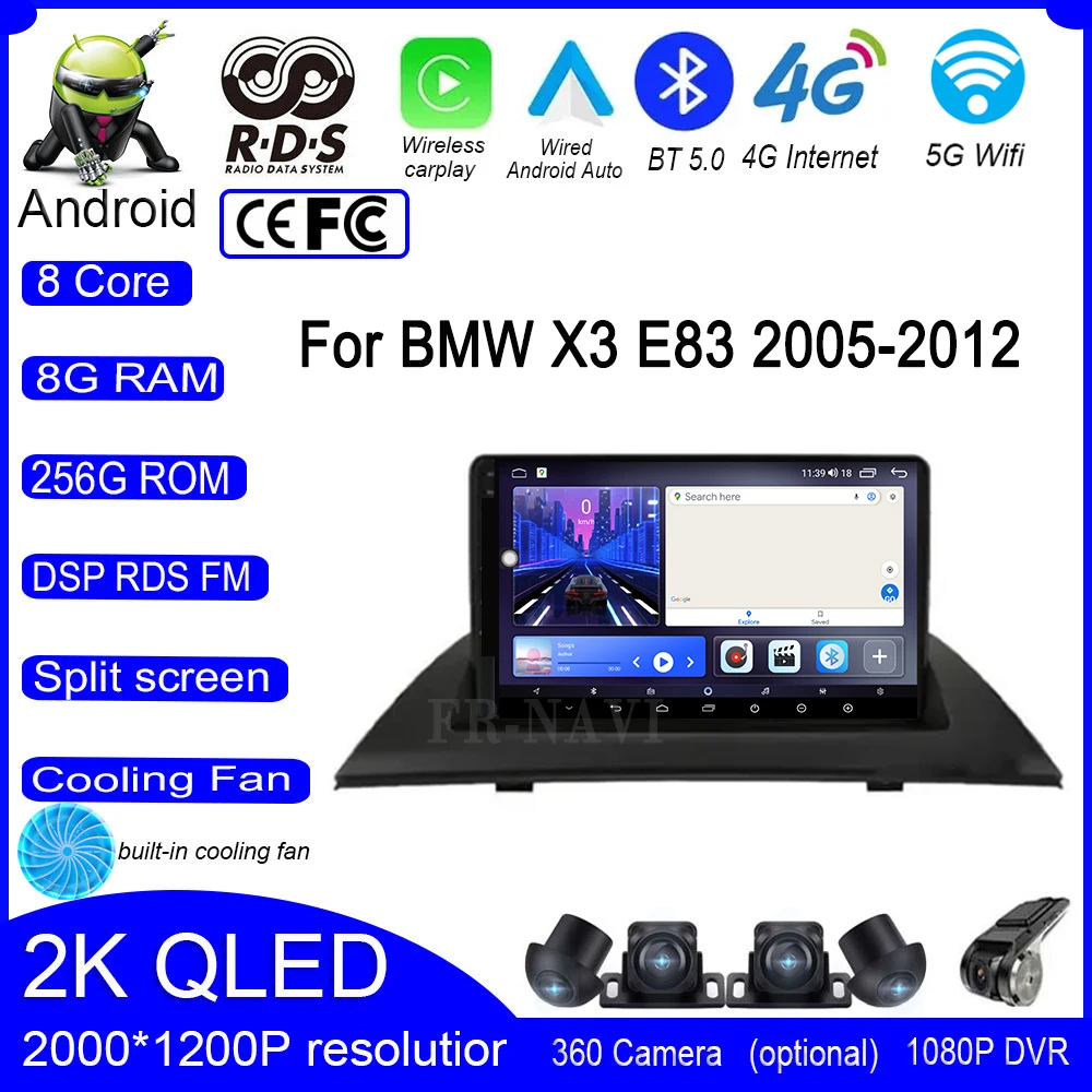 Автомагнитола на Android 14 для BMW X3 E83 2005-2012 4G + Wi-Fi