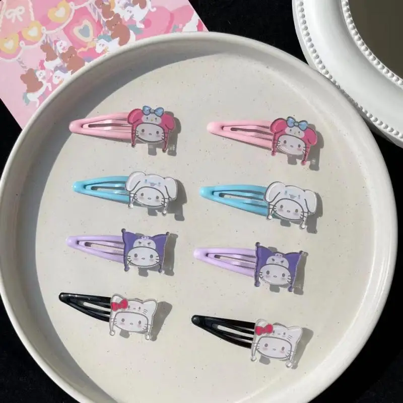 

Kawaii Cartoon Headdress Sanrio Anime Hello Kitty Kuromi My Melody Cute Girly Heart Bangs Side Clip Hat Toys for Girls