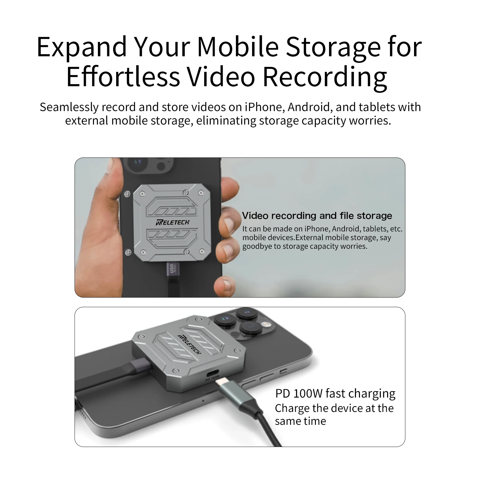 Портативный SSD Reletech Elite9 Pro 1 ТБ Магнитный Твердотельный Накопитель Сверхбыстрая