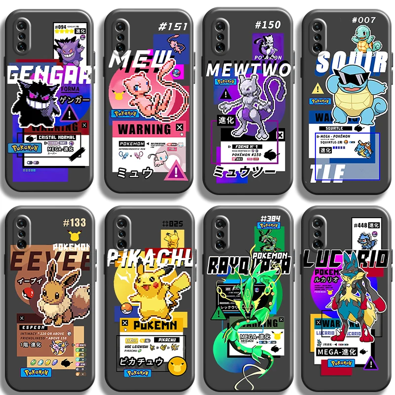 

Pokemon Pikachu Phone Case For Xiaomi Note 10 Pro Lite 10 Pro Lite Black Back Liquid Silicon Protective Carcasa Smartphone TPU