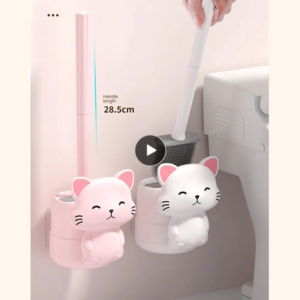 

Washing Toilet Brush Wall-mounted Bathroom Squat Pit Cleaning No Dead Angle Toilet Brush Set Sanitary Brush Bathroom Supplies