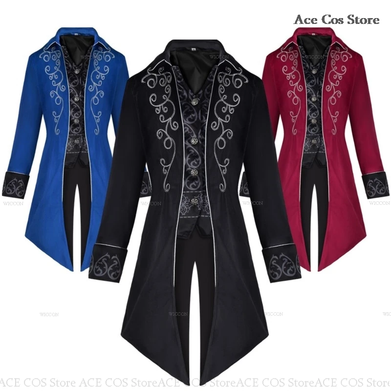 Платье-смокинг мужское средневековое в стиле ретро костюм для косплея пальто