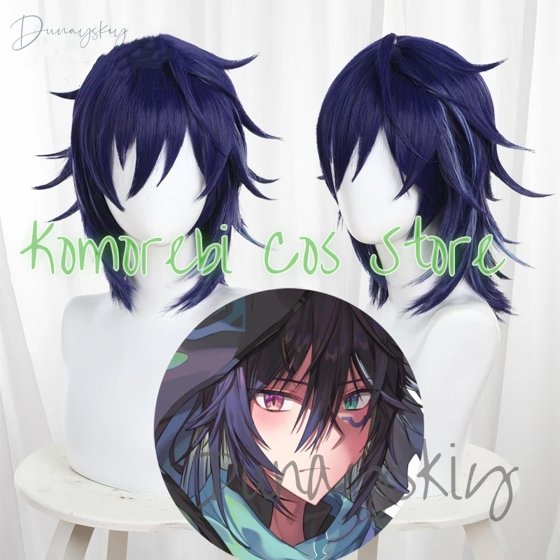 Genshin Impact Ororon Косплей Парик Игра Темно-Синие Короткие Волосы Натан Хэллоуин