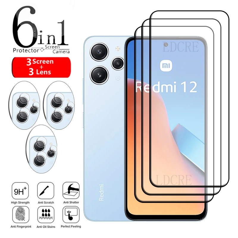 Redmi 12 Tempered Glass Protective Full Cover Glue 9h Hd Scr