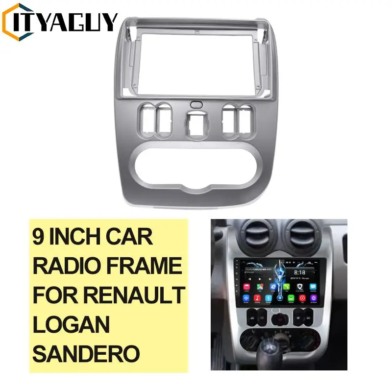 

9-дюймовая радиопанель для Renault Logan Sandero 2009-2013, 2 DIN, автомобильная стереосистема, аудио, DVD-плеер, панель, адаптер, рамка, крепление для приборной панели